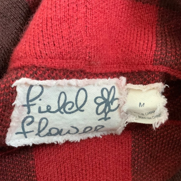 Anthropologie Field Flower Wool Blen Red/Black Buffalo Check Mock Neck S… - Picture 6 of 10